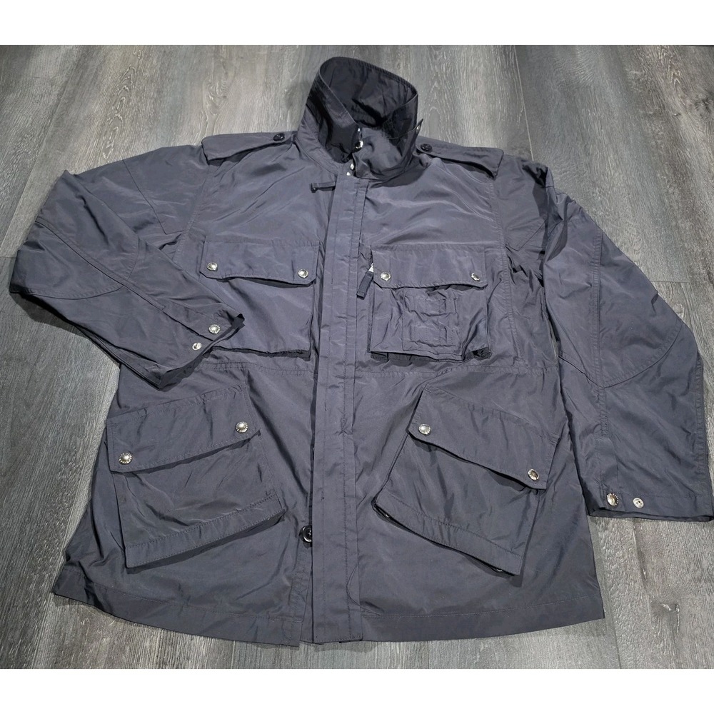 VTG Polo Ralph Lauren Field Jacket Men L Blue Nylon Waterproof Vented Military